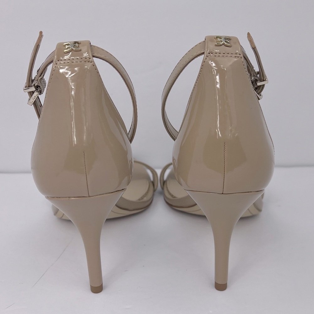 SAM EDELMAN PATTI ANKLE STRAP HEEL, BEIGE SHINY PATENT, WOMENS 11, EUR 41, UK 8 - Picture 5 of 17